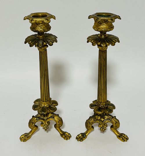 fig 1. Pair of Antique French Gilt Candlesticks