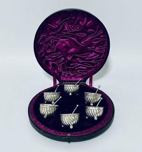 Set of 6 Victorian Silver Salts and Spoons