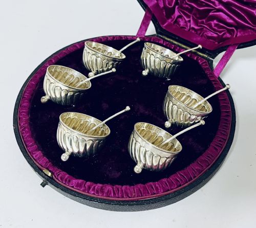 fig 2. Set of 6 Victorian Silver Salts and Spoons