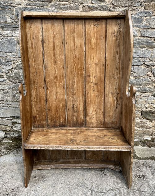 Antique High Back Pine and Elm Settle