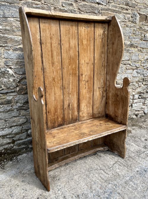 fig 1. Antique High Back Pine and Elm Settle