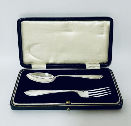 Antique Silver Christening Set