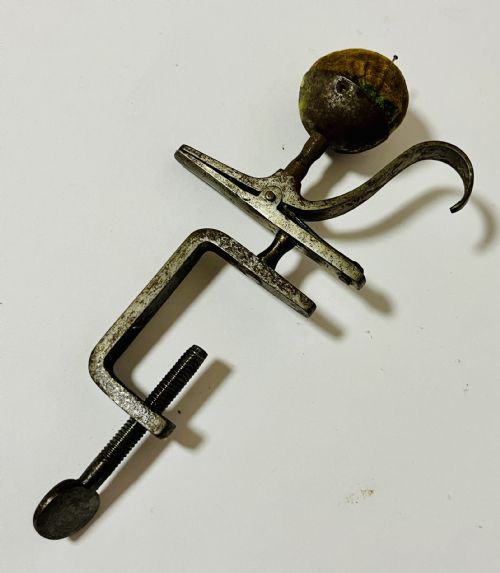 Victorian Steel Sewing Clamp with Pin Cushion