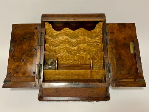 fig 1. Victorian Burr Walnut Stationery Cabinet
