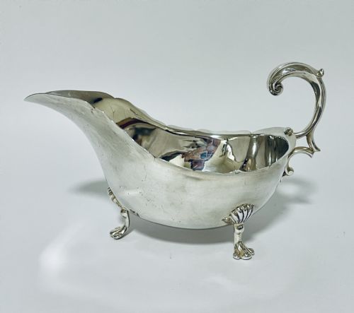 Large Antique Silver Sauce Boat