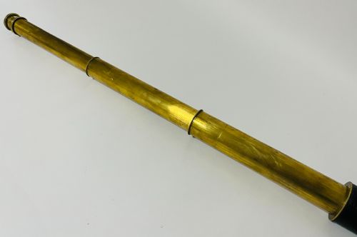 ANTIQUE LEATHER CLAD THREE DRAW BRASS TELESCOPE - ADDITIONAL PHOTO 8