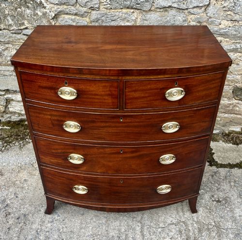 fig 1. Regency Mahogany Bow Front Chest of Drawers