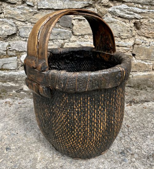 Antique Hand Woven Chinese Rice Basket