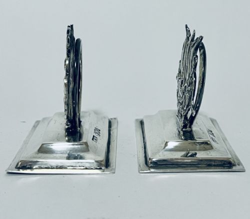 fig 1. Pair of Antique Silver Galleon Menu Holders