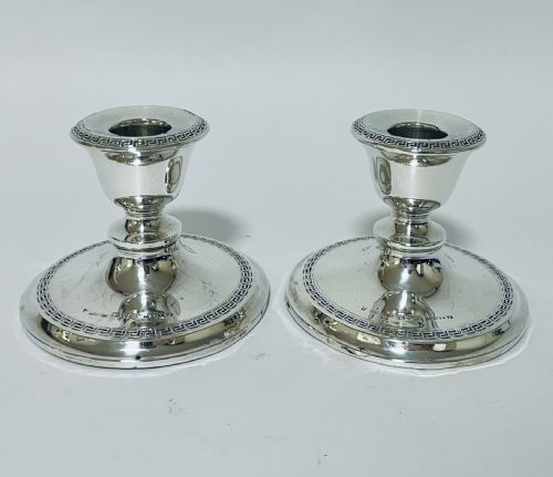 PAIR OF EDWARDIAN SILVER DESK CANDLESTICKS
