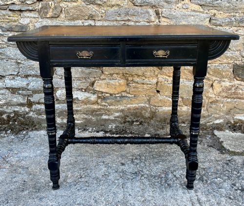 AESTHETIC MOVEMENT EBONISED WRITING DESK BY MAPLE CO - ADDITIONAL PHOTO 1