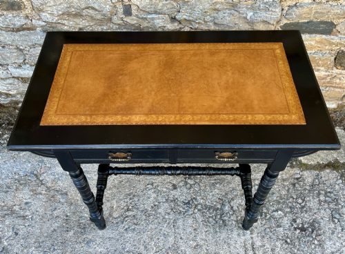 AESTHETIC MOVEMENT EBONISED WRITING DESK BY MAPLE CO - ADDITIONAL PHOTO 3