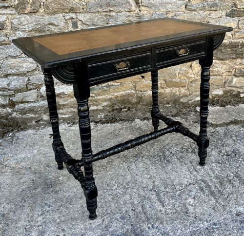 AESTHETIC MOVEMENT EBONISED WRITING DESK BY MAPLE CO - ADDITIONAL PHOTO 15