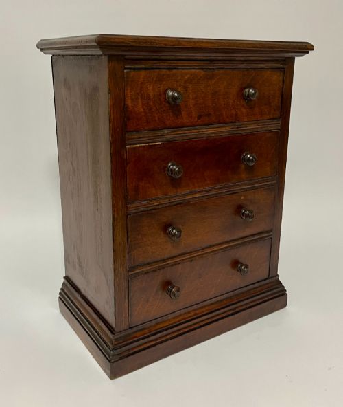 ANTIQUE MINIATURE OAK TABLETOP CHEST OF DRAWERS - ADDITIONAL PHOTO 8