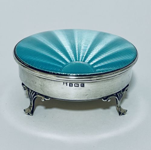 Art Deco Silver and Enamel Dressing Table Box