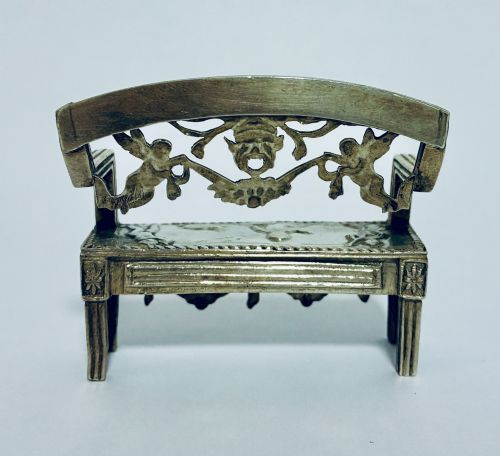 ANTIQUE MINIATURE SILVER BENCH - ADDITIONAL PHOTO 3