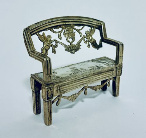 ANTIQUE MINIATURE SILVER BENCH - ADDITIONAL PHOTO 5