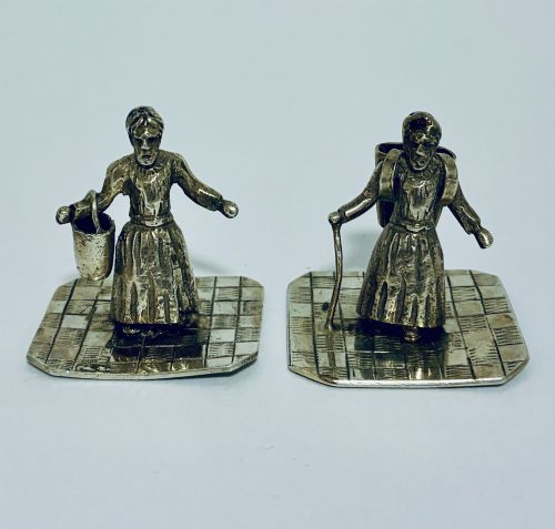 pair miniature silver continental figures - CATEGORY: ANTIQUE SILVER - DATED 1910
