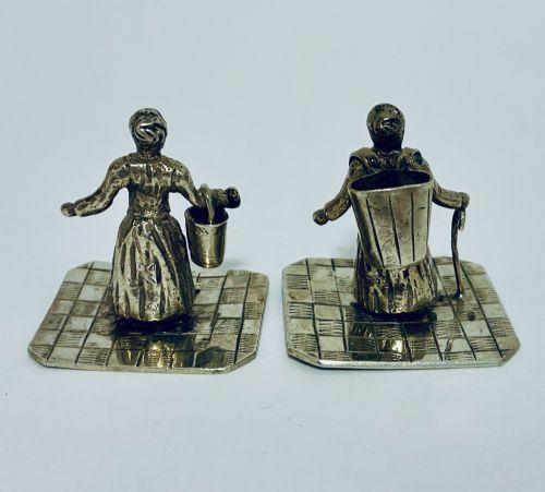 PAIR MINIATURE SILVER CONTINENTAL FIGURES - ADDITIONAL PHOTO 2