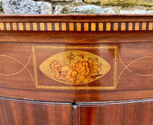 GEORGIAN MAHOGANY INLAID BOW FRONT CORNER CUPBOARD - ADDITIONAL PHOTO 3