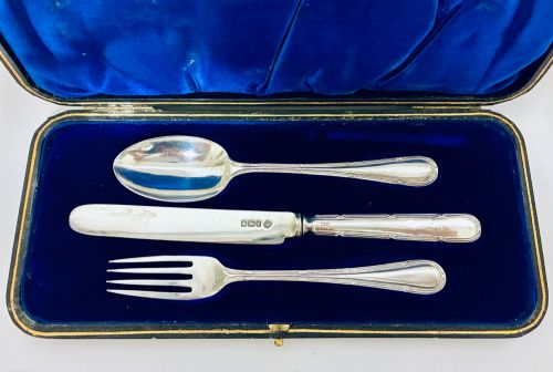 fig 1. Antique Silver Christening Set