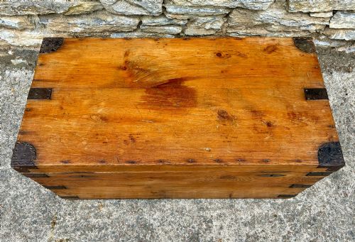 ANTIQUE PINE ZINC LINED CAMPAIGN TRUNK - ADDITIONAL PHOTO 1