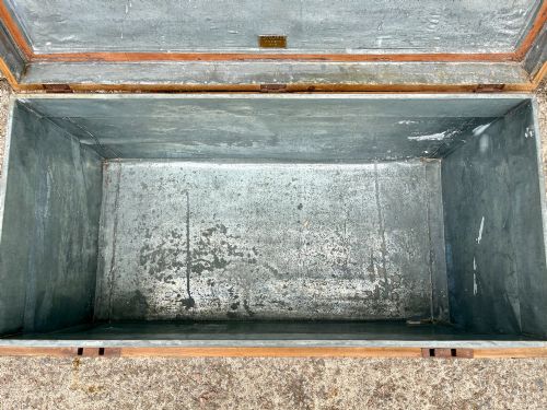 ANTIQUE PINE ZINC LINED CAMPAIGN TRUNK - ADDITIONAL PHOTO 6