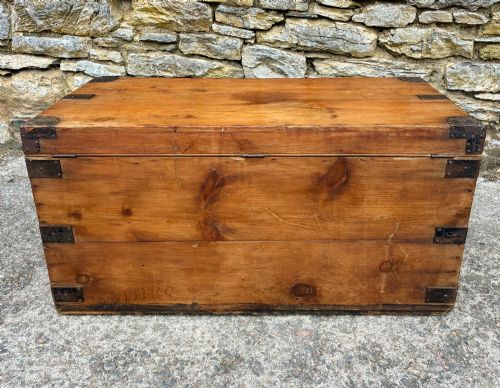 ANTIQUE PINE ZINC LINED CAMPAIGN TRUNK - ADDITIONAL PHOTO 11