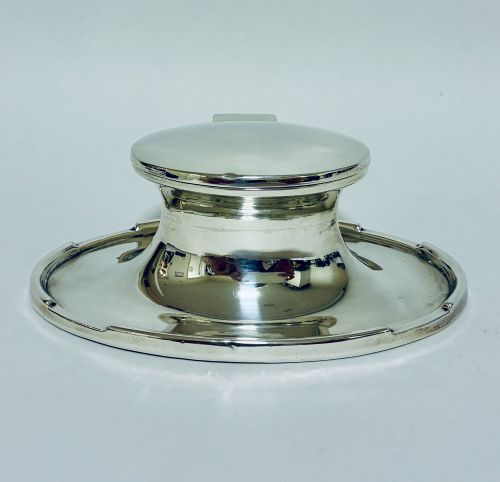 ANTIQUE SILVER CAPSTAN INKWELL