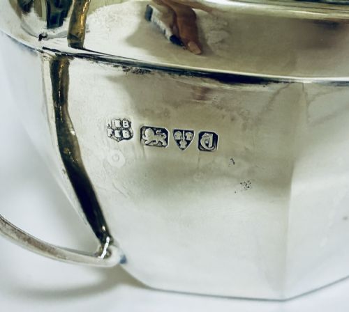 ANTIQUE SILVER TWIN HANDLED SUGAR BOWL - ADDITIONAL PHOTO 2