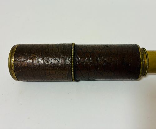 ANTIQUE 3DRAW BRASS AND LEATHER TELESCOPE - ADDITIONAL PHOTO 2