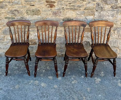 SET OF 4 VICTORIAN ELM KITCHEN CHAIRS - ADDITIONAL PHOTO 1
