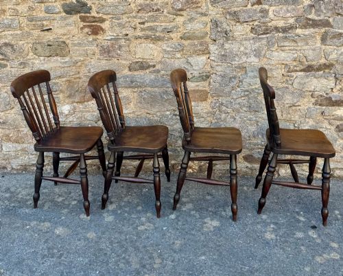 SET OF 4 VICTORIAN ELM KITCHEN CHAIRS - ADDITIONAL PHOTO 5