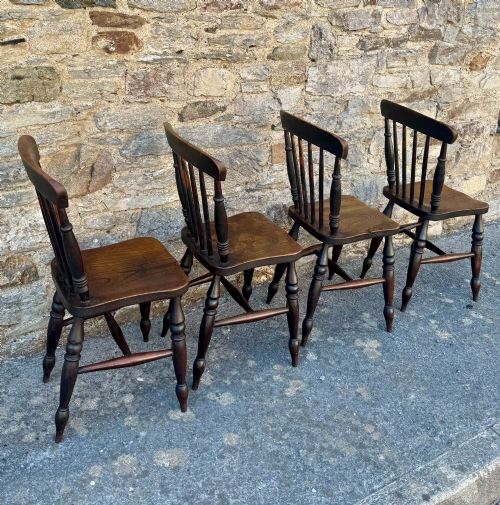 SET OF 4 VICTORIAN ELM KITCHEN CHAIRS - ADDITIONAL PHOTO 6