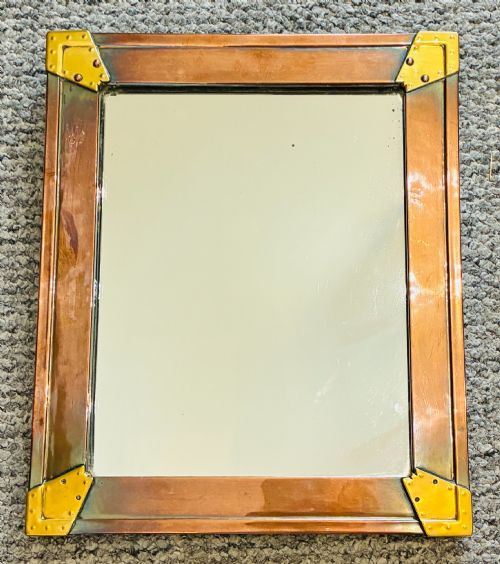 ARTS AND CRAFTS COPPER AND BRASS MIRROR