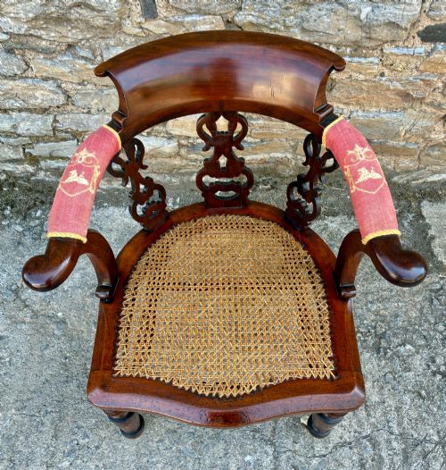 VICTORIAN MAHOGANY CANE DESK CHAIR - ADDITIONAL PHOTO 1
