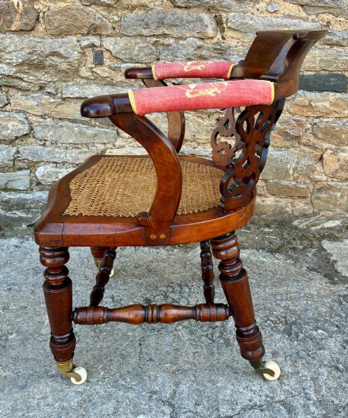 VICTORIAN MAHOGANY CANE DESK CHAIR - ADDITIONAL PHOTO 3