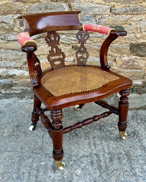 VICTORIAN MAHOGANY CANE DESK CHAIR - ADDITIONAL PHOTO 10