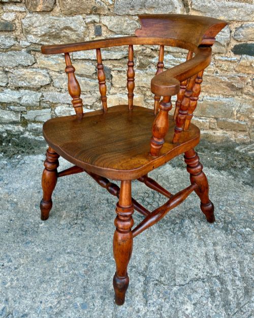 ANTIQUE ELM CAPTAINS CHAIR - ADDITIONAL PHOTO 2
