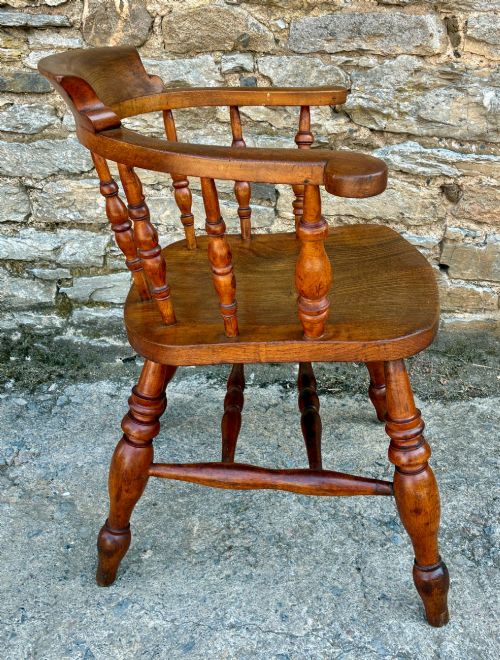 ANTIQUE ELM CAPTAINS CHAIR - ADDITIONAL PHOTO 8