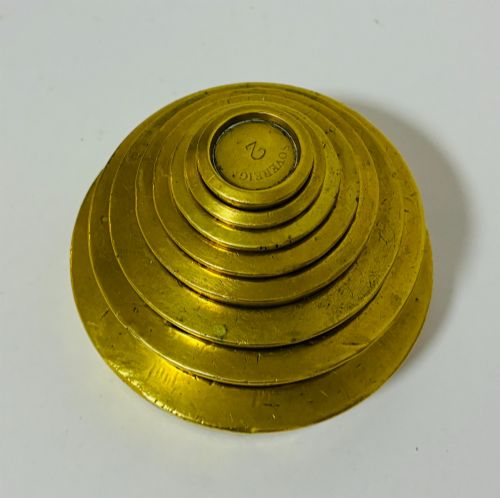fig 1. Antique Brass Bank Sovereign Weights