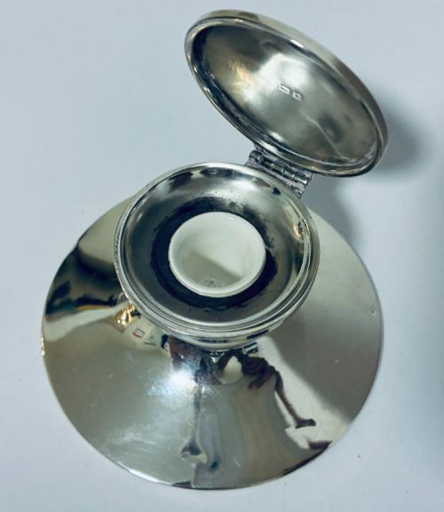ANTIQUE SILVER CAPSTAN INKWELL - ADDITIONAL PHOTO 9