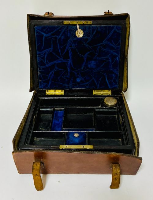 VICTORIAN LEATHER DRESSING CASE BY F WEST IN ORIGINAL LEATHER BOX