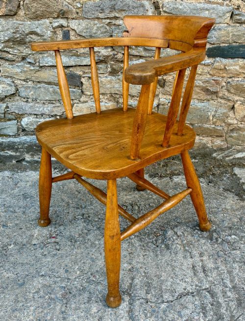 ANTIQUE ELM CAPTAINS CHAIR - ADDITIONAL PHOTO 4