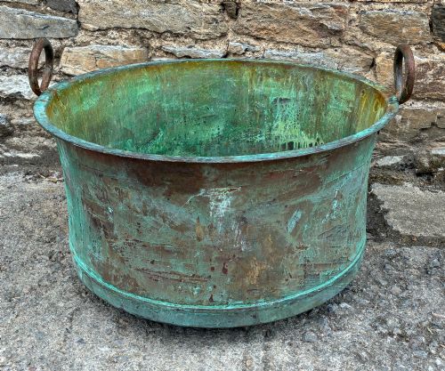 Large Antique Verdigris Copper Wash Tub