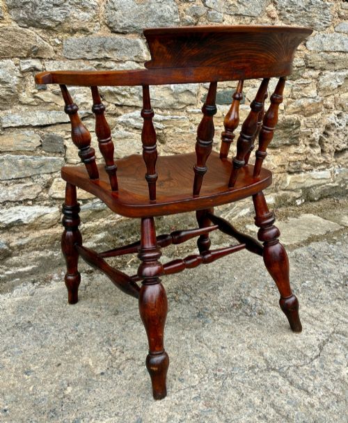 ANTIQUE ELM CAPTAINS CHAIR - ADDITIONAL PHOTO 6