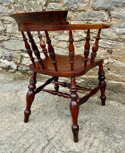 ANTIQUE ELM CAPTAINS CHAIR - ADDITIONAL PHOTO 7