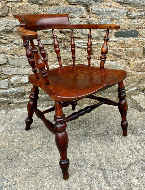 ANTIQUE ELM CAPTAINS CHAIR - ADDITIONAL PHOTO 9