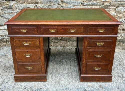 Edwardian Oak Pedestal Desk