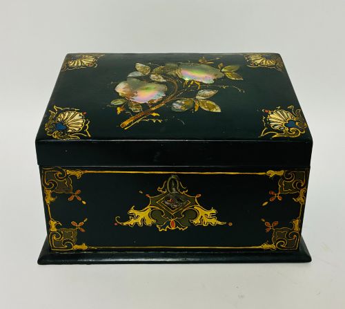Victorian Papier Mache Lacquered Stationery Box